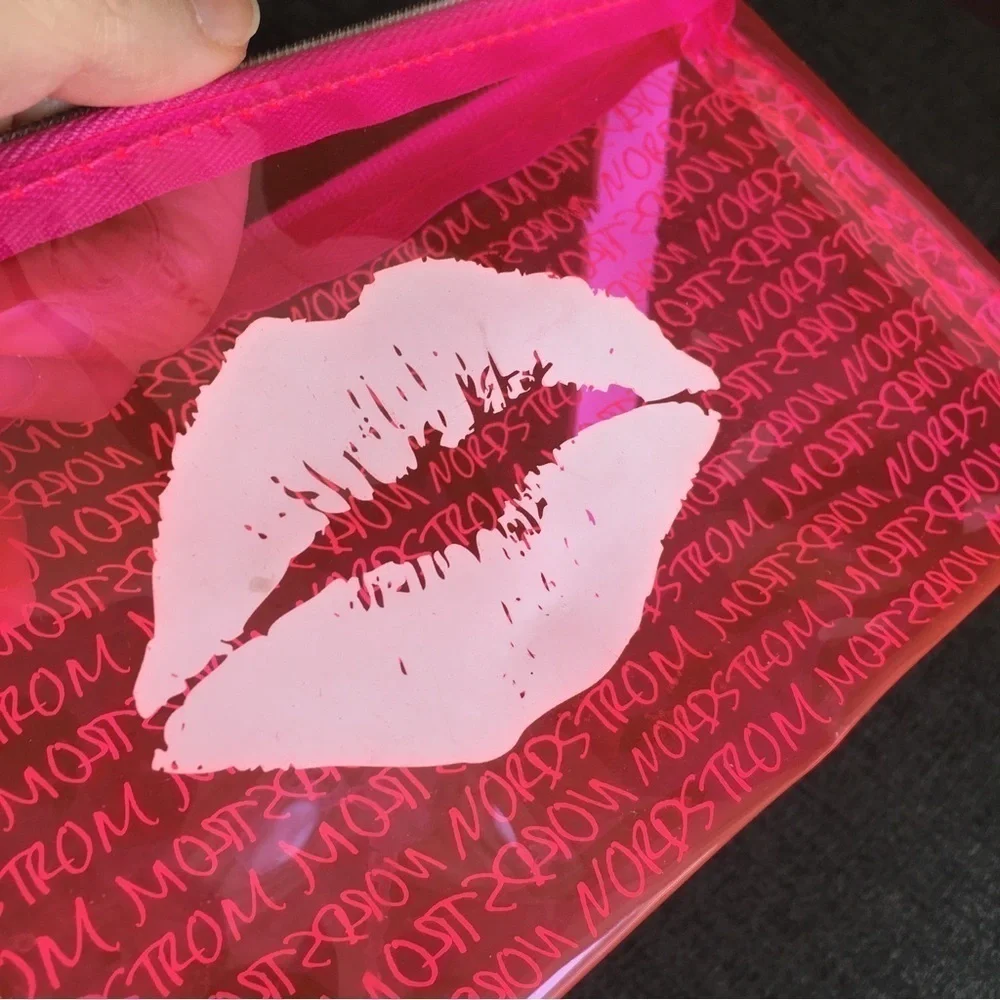 Nordstrom Clear Neon Lips Mini Clutch, Wristlet, Pink, White